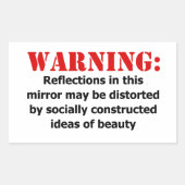 Körperpositive Spiegelwarnung Rechteckiger Aufkleber (Vorderseite)