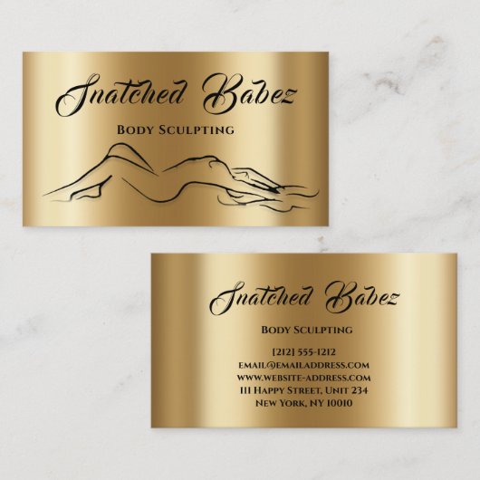 Körperskulptur Schönheitslogo Massage Homey Gold Visitenkarte (Vorne/Hinten)