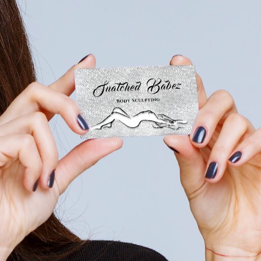 Körperskulptur Schönheitslogo Massage Silber Weiß Visitenkarte