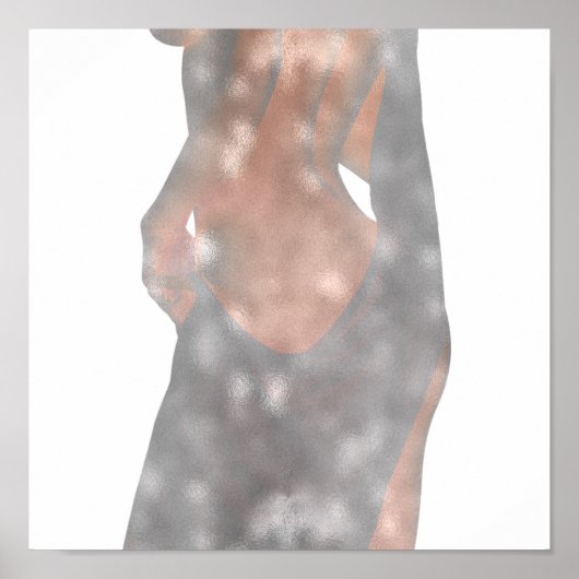 Körperstudie an Frauen Rosa Rose Gray Delicate Omb Poster (Vorne)