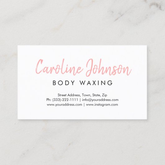 Körperwaxe Wellness-Center mit weichem Skin Nächst Visitenkarte (Rückseite)