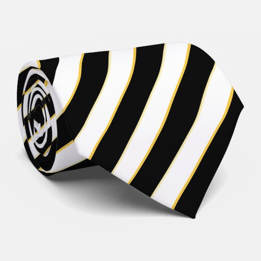 Korporative schwarze u. weiße gestreifte Krawatte (Gerollt)