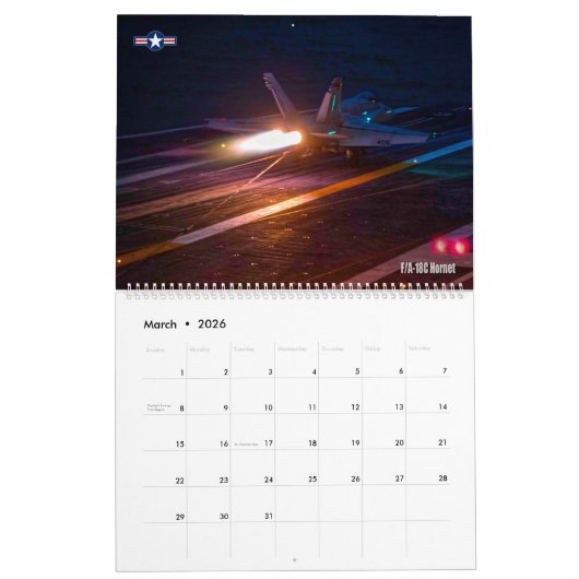 KORPS-LUFTFAHRT - JETS-KALENDER KALENDER (Mär 2026)