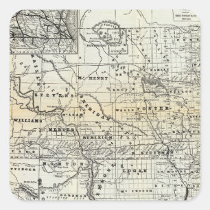 Korrekte Karte von Dakota Quadratischer Aufkleber