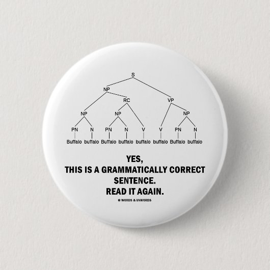 Korrekter Satz des Büffel-(8mal) grammatisch Button (Vorderseite)