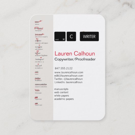 Korrektor/Kopiererkarte Visitenkarte (Rückseite)