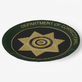 Korrektur-Abzeichen schwarz grn-PAPIERPLATTE Pappteller (Schrägansicht)