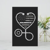 Korrektur der US-Fahne "Nurse Thin Gray Line Heart Briefpapier (Stehend Vorderseite)