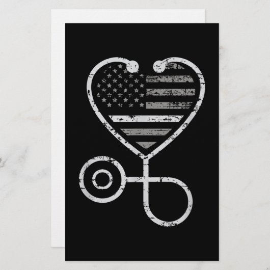 Korrektur der US-Fahne "Nurse Thin Gray Line Heart Briefpapier (Vorne/Hinten)