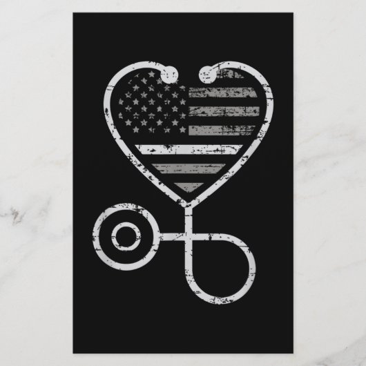 Korrektur der US-Fahne "Nurse Thin Gray Line Heart Briefpapier (Vorderseite)