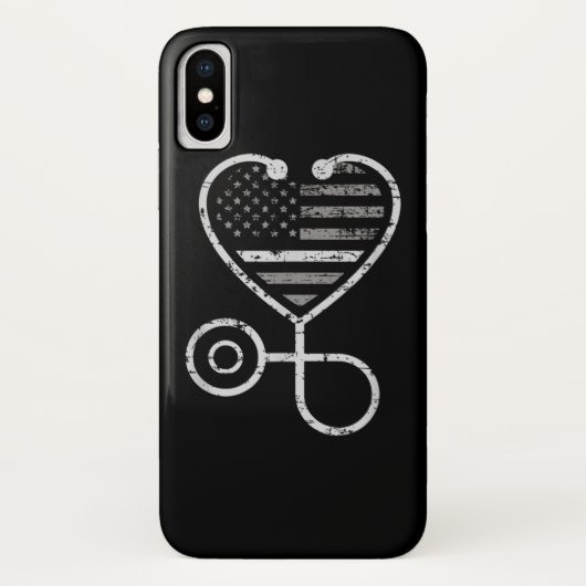 Korrektur der US-Fahne "Nurse Thin Gray Line Heart Case-Mate iPhone Hülle (Rückseite)
