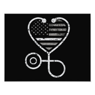 Korrektur der US-Fahne "Nurse Thin Gray Line Heart Fotodruck