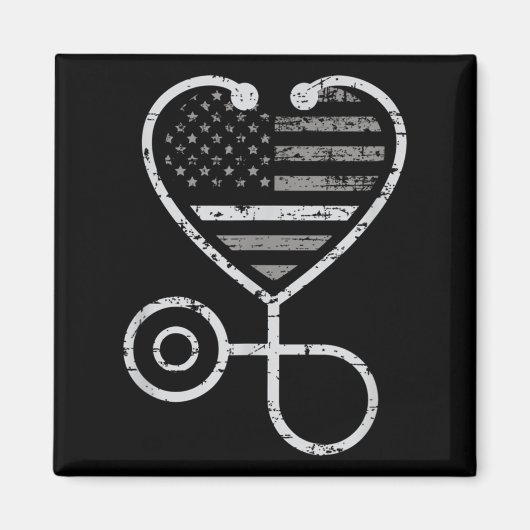 Korrektur der US-Fahne "Nurse Thin Gray Line Heart Magnet (Vorne)