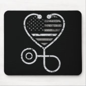 Korrektur der US-Fahne "Nurse Thin Gray Line Heart Mousepad (Vorne)