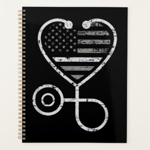 Korrektur der US-Fahne "Nurse Thin Gray Line Heart Planer