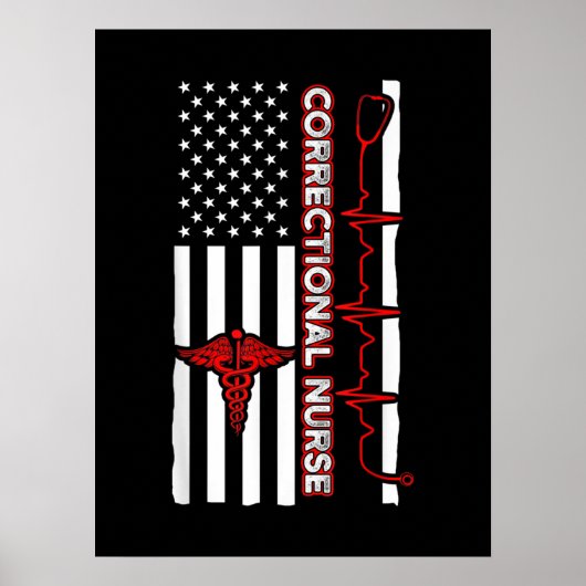 Korrektur Nurse USA Flag Nursing RN Poster (Vorne)