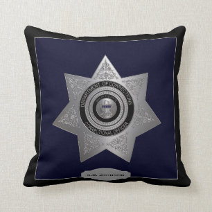 Korrekturbeamte Abzeichen-Silver-Blk-Sq. Kissen