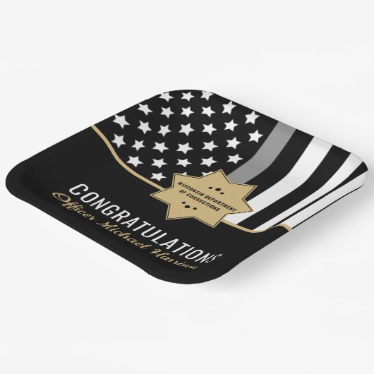 Korrekturreferent Silver Line Graduation Party Pappteller (Gewinkelt)