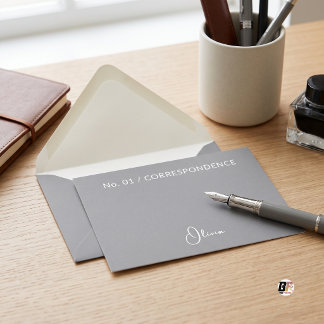 Korrespondenz Minimalistische Signatur Grau Mitteilungskarte