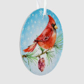 KORRIGIERT: Kardinal - Roter Vogeldekoration Ornament (Vorderseite)