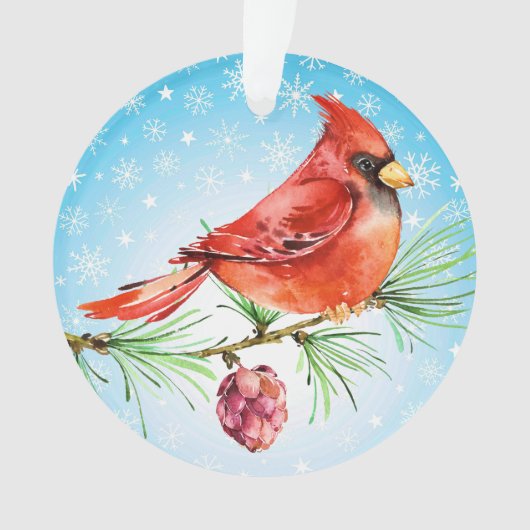 KORRIGIERT: Kardinal - Roter Vogeldekoration Ornament (Vorderseite)