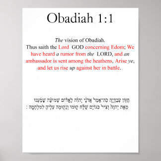 Korrigiertes King Jams Obadiah 1:1 Poster