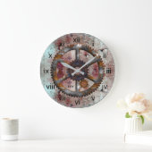 Korrodiertes Blau und Rust-Steampunk-Wandsperre Große Wanduhr (Zuhause)