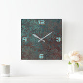 Korrosion "Kupfer" Druckuhr "Zahlen" Quadrat Quadratische Wanduhr (Zuhause)