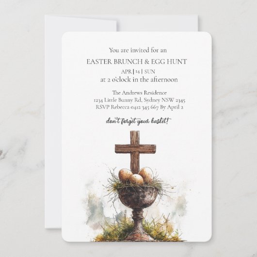 Korse und Eier im Korb und Eierjagd Einladung (Vorderseite)