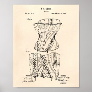 Korsett 1884 Patent Kunst Alter Papier Poster