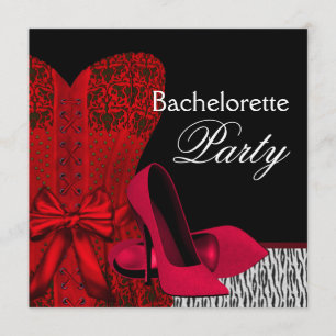 Korsett High Heels Rot Zebra Junggesellinnenabschi Einladung