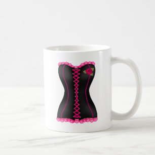 Korsett Schwarz Rosa Rose Kaffeetasse
