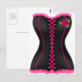 Korsett Schwarz Rosa Rose Postkarte (Vorne/Hinten)