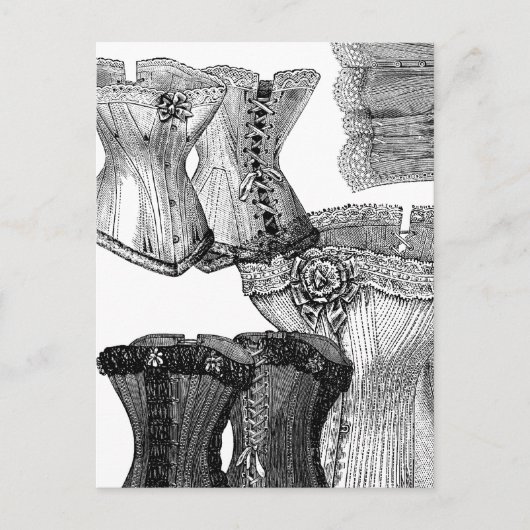 Korsetts und mehr Korsetts Postkarte (Vorderseite)