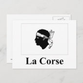 Korsika-Flagge mit französischem Namen Postkarte (Vorne/Hinten)