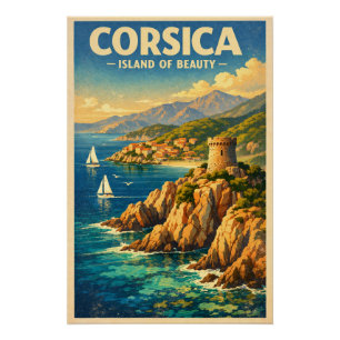 Korsika, Frankreich, in einer klassischen Retro-Re Poster