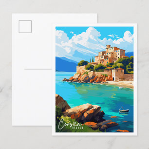 Korsika Frankreich Vintage-Reiseillustration Postkarte