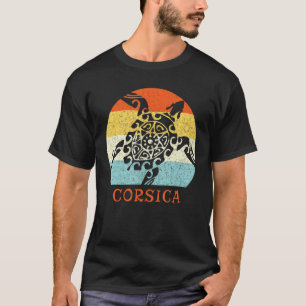 Korsika Frankreich Vintage Retro Schildkröte Europ T-Shirt