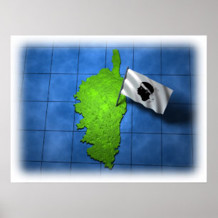 Korsika mit eigener Flagge Poster