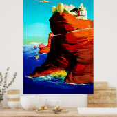 Korsika, mittelalterliche Festung auf der Klippe,  Poster (Küche)