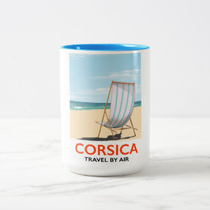 Korsika "Reisen mit dem Flugzeug" Vintages Strandp Zweifarbige Tasse