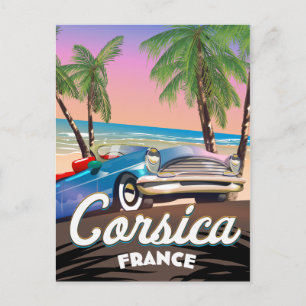Korsika Retro-Autoreiseplakat Postkarte