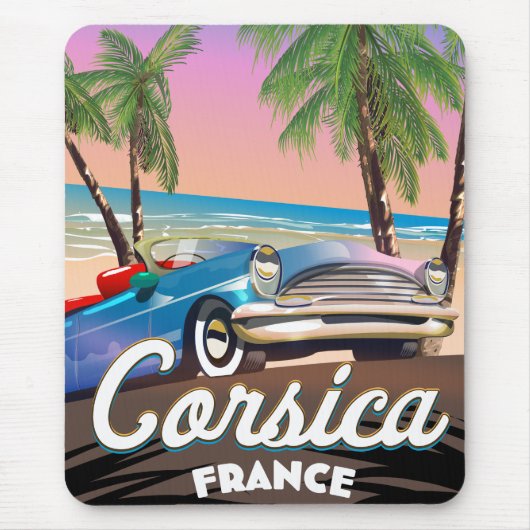 Korsika Retro Autoreisplakat Mousepad (Vorne)