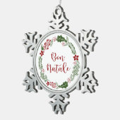 Korsisch froher Weihnachtskranz, Bön Natale Schneeflocken Zinn-Ornament (Rechts)