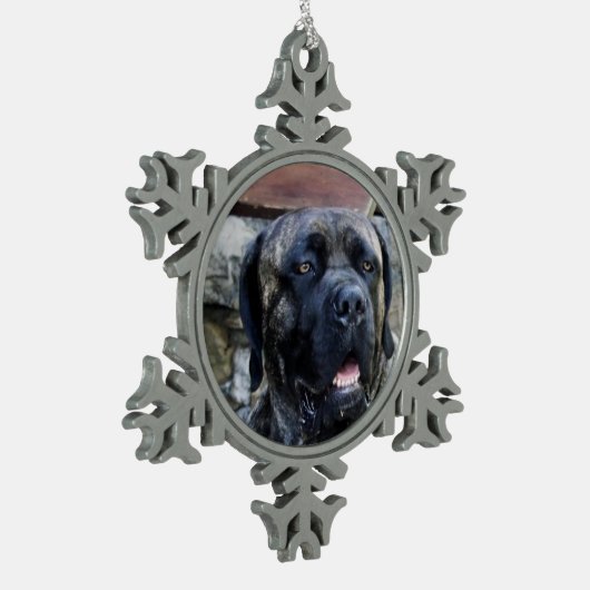 Korsograu Schneeflocken Zinn-Ornament (Links)