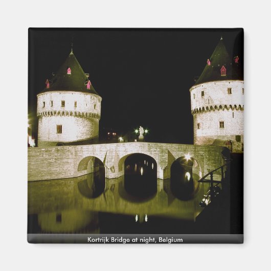 Kortrijk Bridge bei Nacht, Belgien Magnet (Vorne)