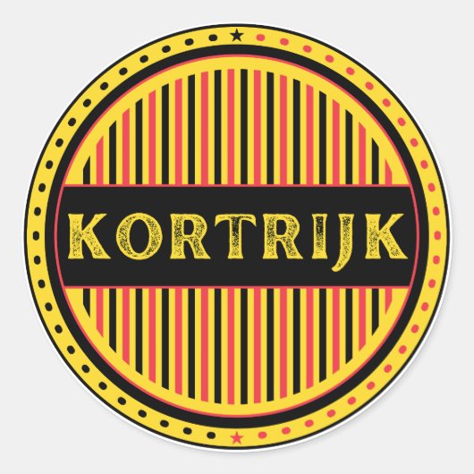 Kortrijk City Pride Emblem – Belgian Identity Runder Aufkleber (Vorderseite)