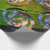KORU DOUBLE Swirl. Paua Muschel Art Geschenkpapier (Ecke)