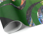 KORU DOUBLE Swirl. Paua Muschel Art Geschenkpapier (Rolleneckpunkt)