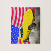 KorvetteStingray 1975 mit amerikanischer Flagge Puzzle (Vertikal)